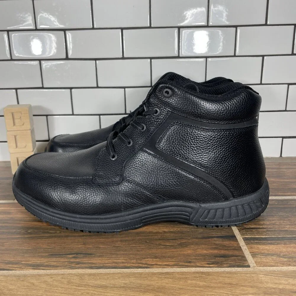Orthofeet Highline Mens Size 14 Wide 2E Shoes Black Leather Padded Lace Up Boots